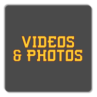 a square with the words'videos & photos'on it